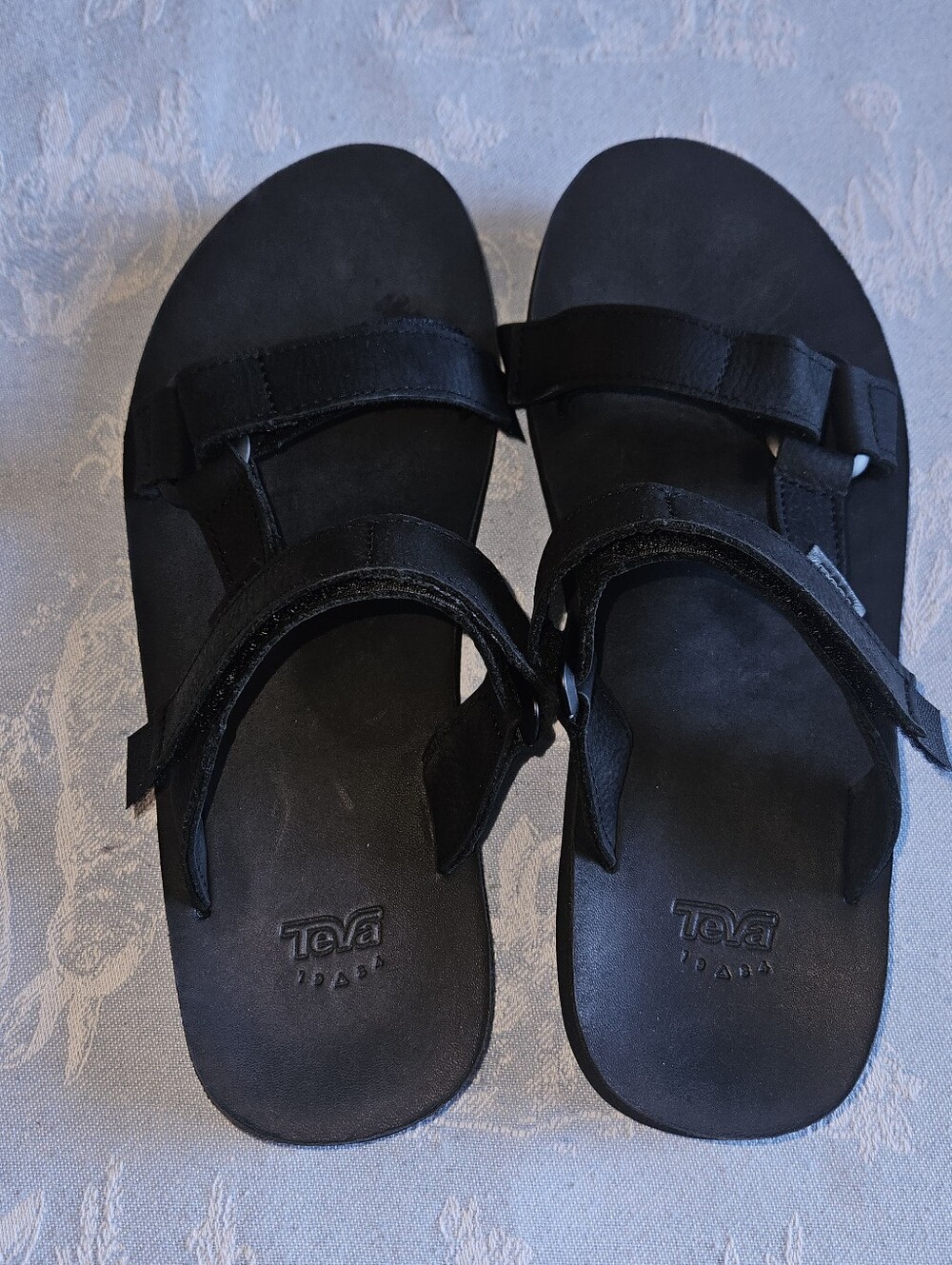 TEVA UNIVERSAL SLIDE MENS SANDALS BLACK Leather, Men Size 10 New - Picture 3 of 11